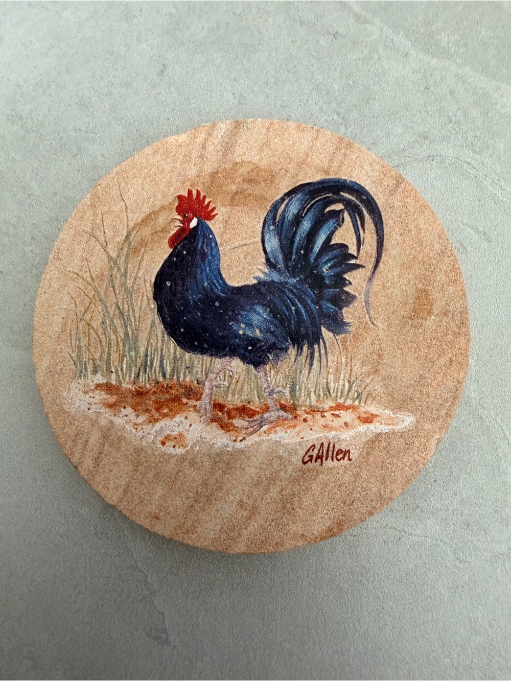 Sandstone Coasters Assorted Rooster Motifs With Cork Bottom. - Picture 3 of 6